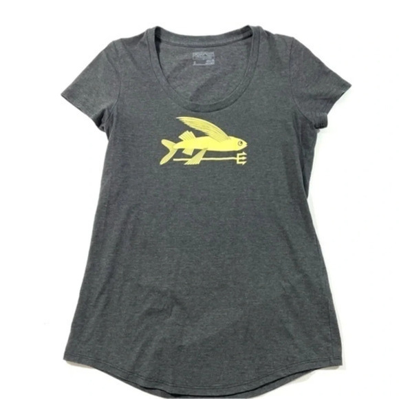 Patagonia Fly Fisher Tee Shirt Grey Size Small Slim Fit - Picture 1 of 6